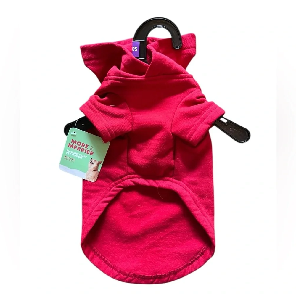 On the Naughty List Red Dog Hoodie / Sweatshirt, size XS, new with tags